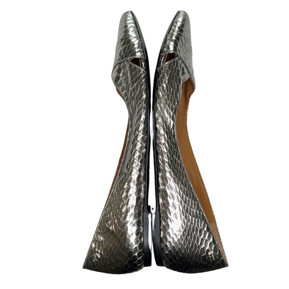 Calvin Klein Flats GAILIA Pointed Toe Shoes Faux Snakeskin Y2K Metallic Silver 9 - Picture 15 of 17